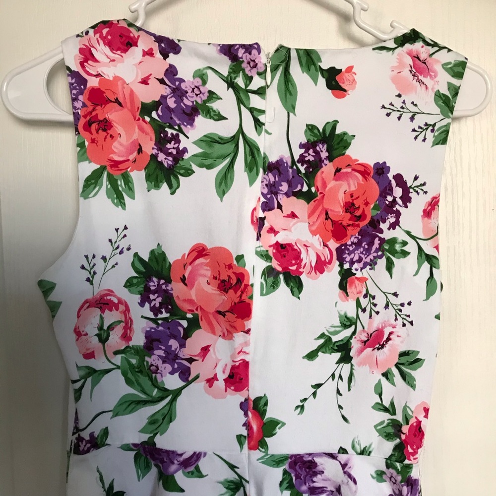 Grace Karin White Floral Dress Small S - Picture 7 of 8